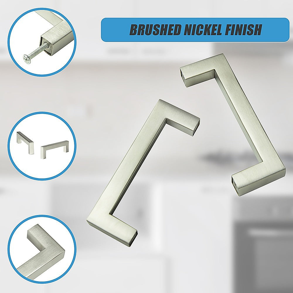Brushed Nickel Stainless Steel Kitchen Cabinet Square Drawer Pull Door Handles 15-Pack V63-835851
