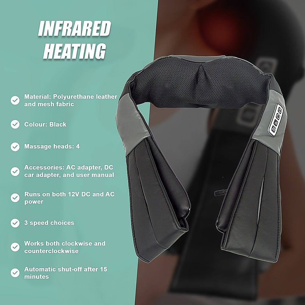 Shiatsu Neck & Back Massager with Heat - Deep Kneading Massage Pillow for Shoulders V63-835881
