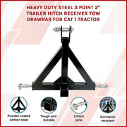 Heavy Duty Steel 3 Point 2" Trailer Hitch Receiver Tow Drawbar For Cat 1 Tractor V63-835901
