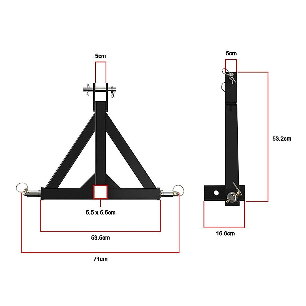 Heavy Duty Steel 3 Point 2" Trailer Hitch Receiver Tow Drawbar For Cat 1 Tractor V63-835901