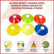 60 Pack Sports Training Discs Markers Cones Soccer AFL Exercise Personal Fitness V63-835911