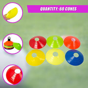 60 Pack Sports Training Discs Markers Cones Soccer AFL Exercise Personal Fitness V63-835911