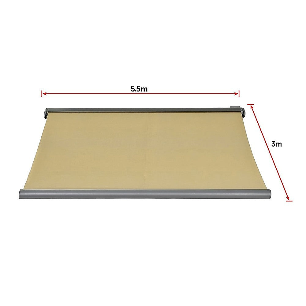 5.5m x 3.0m Retractable Folding Arm Awning Heavy Duty Full Cassette Motorised V63-835931