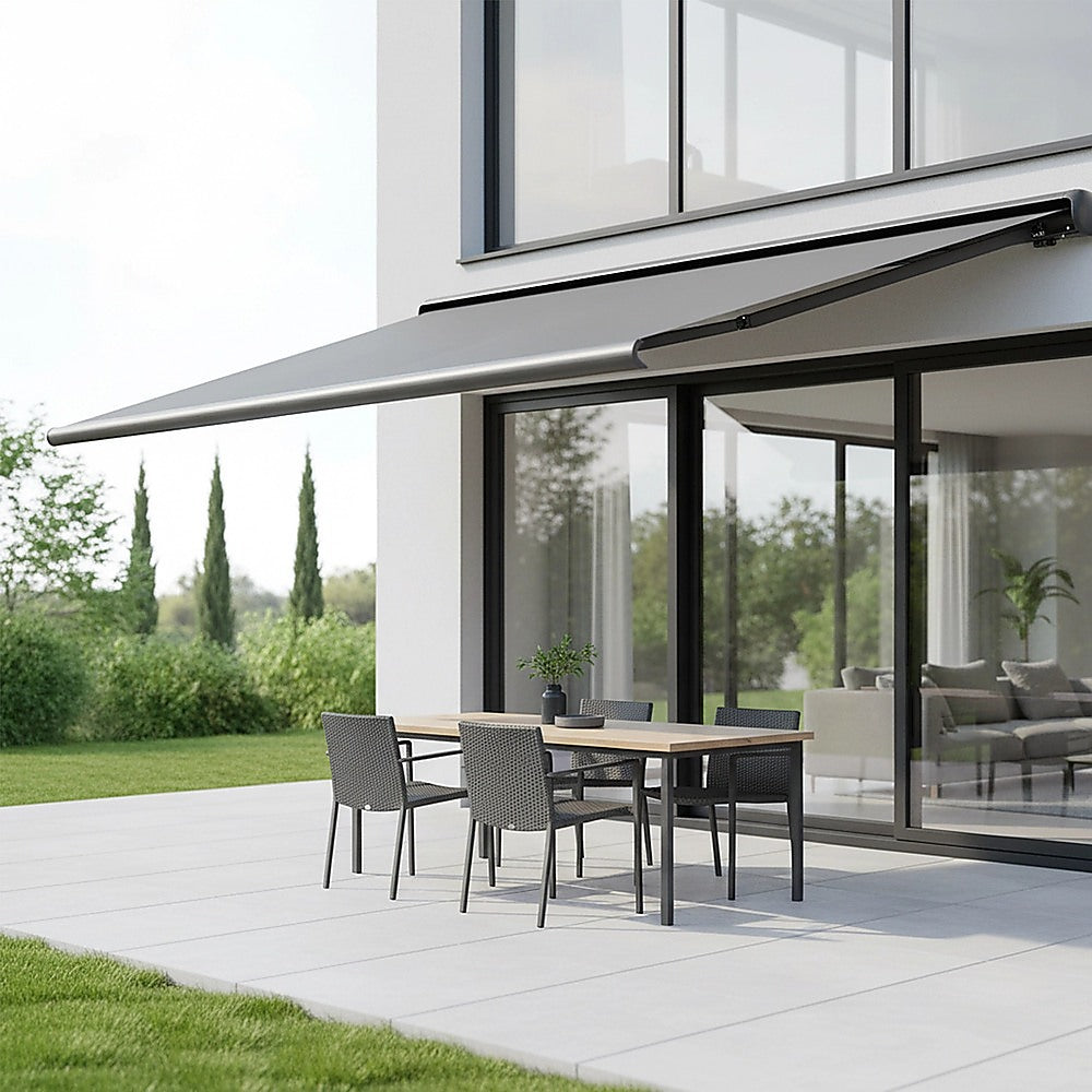 5.5m x 3.0m Retractable Folding Arm Awning Heavy Duty Full Cassette Motorised V63-835941
