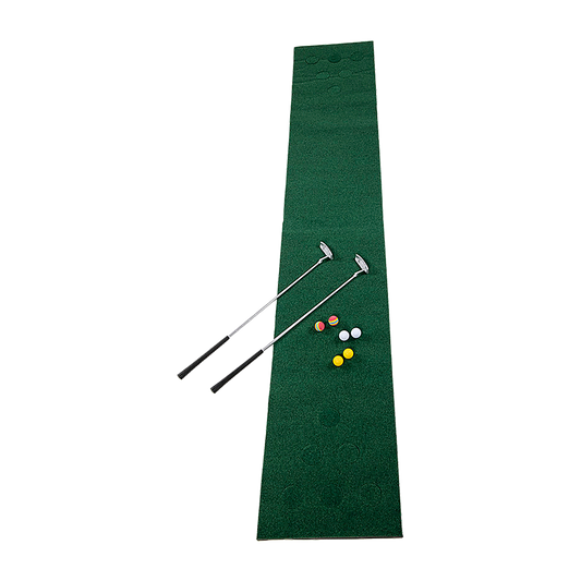 Golf Beer Pong Game Toy Set Green Golf Putting Matt with 2 Putters, 6 Balls V63-835971