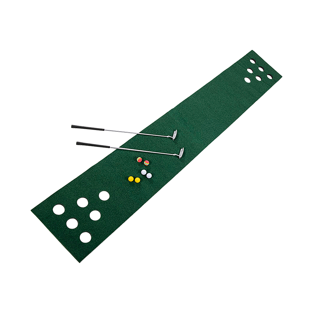Golf Beer Pong Game Toy Set Green Golf Putting Matt with 2 Putters, 6 Balls V63-835971