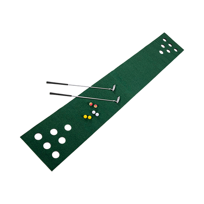 Golf Beer Pong Game Toy Set Green Golf Putting Matt with 2 Putters, 6 Balls V63-835971