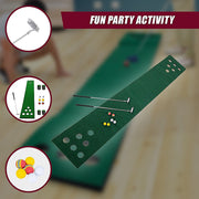 Golf Beer Pong Game Toy Set Green Golf Putting Matt with 2 Putters, 6 Balls V63-835971