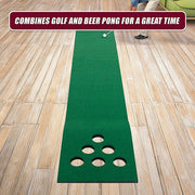 Golf Beer Pong Game Toy Set Green Golf Putting Matt with 2 Putters, 6 Balls V63-835971