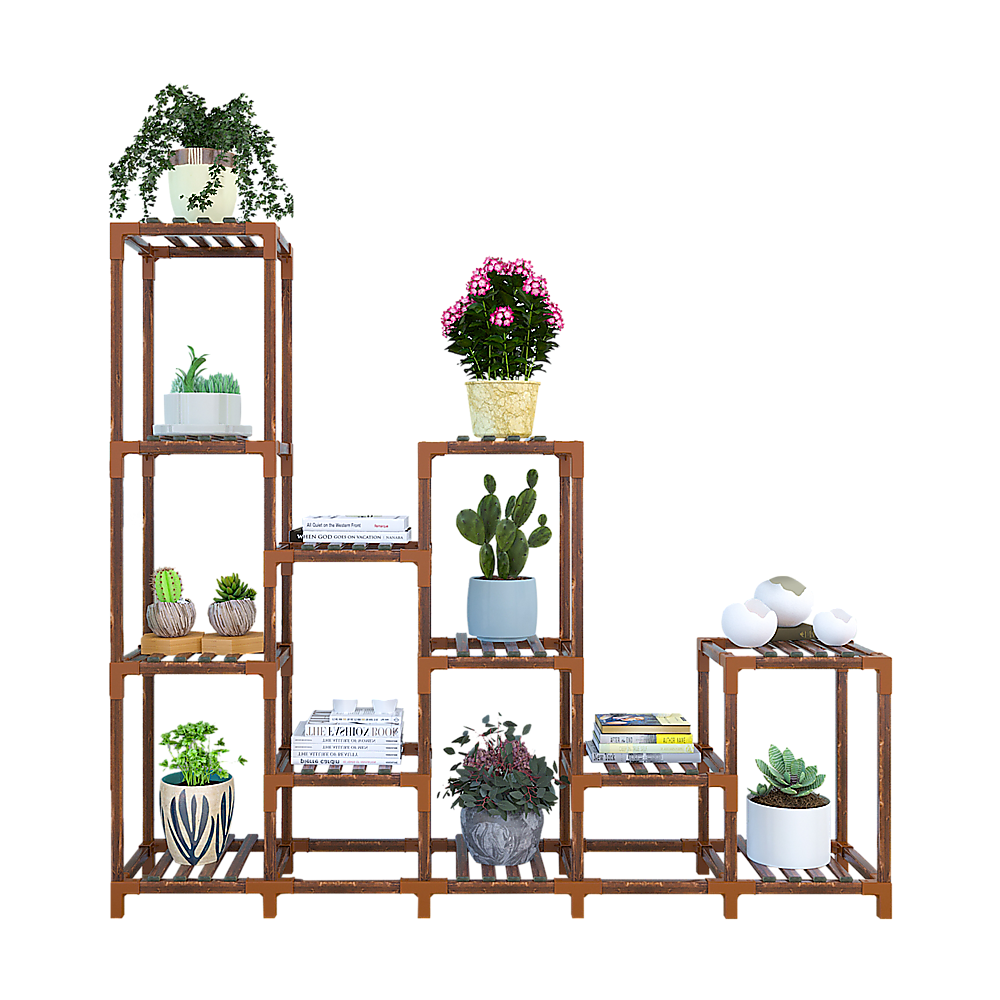 Indoor Outdoor Garden Plant Stand Planter Flower Pot Shelf Wooden Shelving - 12 Shelves V63-836011