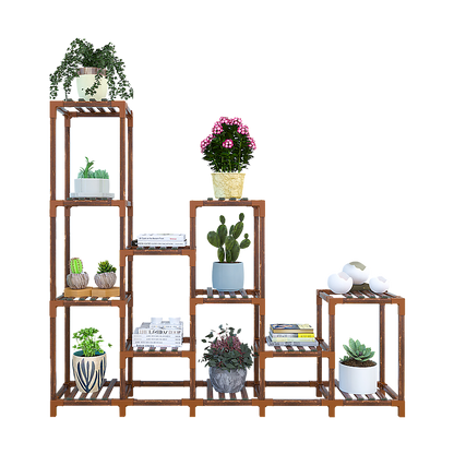 Indoor Outdoor Garden Plant Stand Planter Flower Pot Shelf Wooden Shelving - 12 Shelves V63-836011