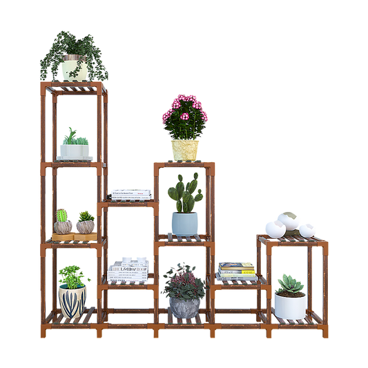 Indoor Outdoor Garden Plant Stand Planter Flower Pot Shelf Wooden Shelving - 12 Shelves V63-836011