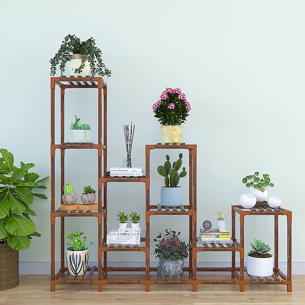 Indoor Outdoor Garden Plant Stand Planter Flower Pot Shelf Wooden Shelving - 12 Shelves V63-836011