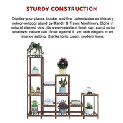 Indoor Outdoor Garden Plant Stand Planter Flower Pot Shelf Wooden Shelving - 12 Shelves V63-836011