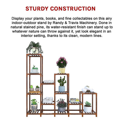 Indoor Outdoor Garden Plant Stand Planter Flower Pot Shelf Wooden Shelving - 12 Shelves V63-836011