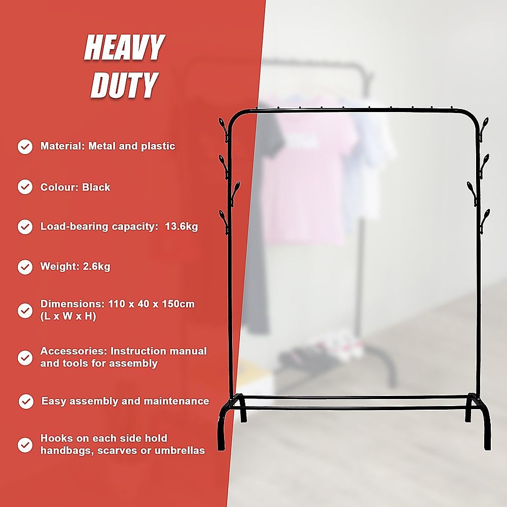 Closet Organizer Metal Garment Rack Portable Clothes Hanger Storage Shoes Rack Black V63-836111