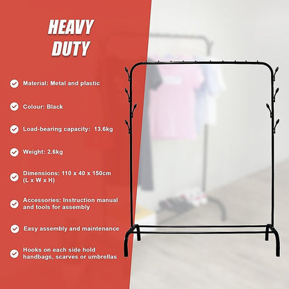Closet Organizer Metal Garment Rack Portable Clothes Hanger Storage Shoes Rack Black V63-836111