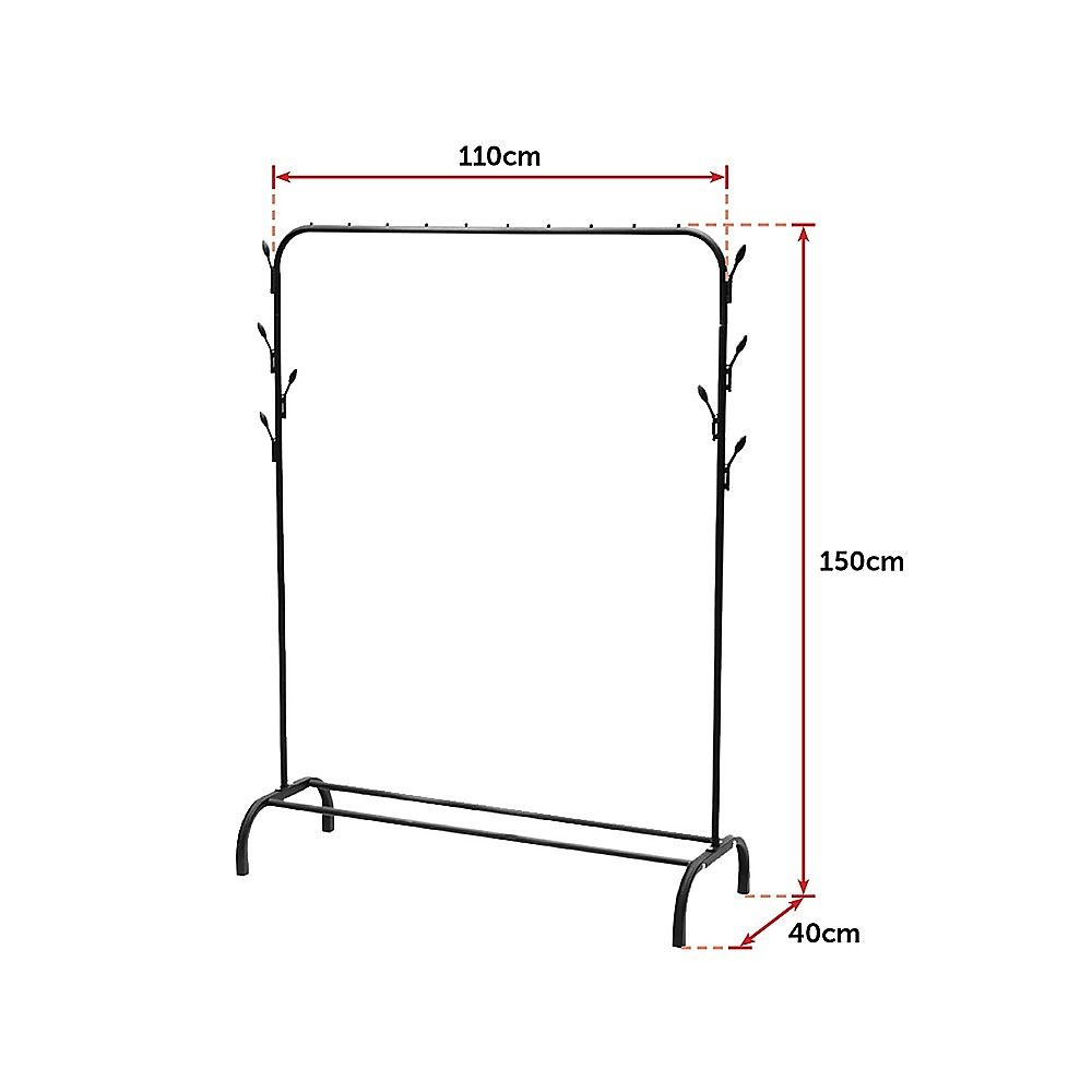 Closet Organizer Metal Garment Rack Portable Clothes Hanger Storage Shoes Rack Black V63-836111
