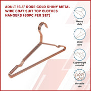 Adult 16.5" Rose Gold Shiny Metal Wire Coat Suit Top Clothes Hangers (60pc per set) V63-836121