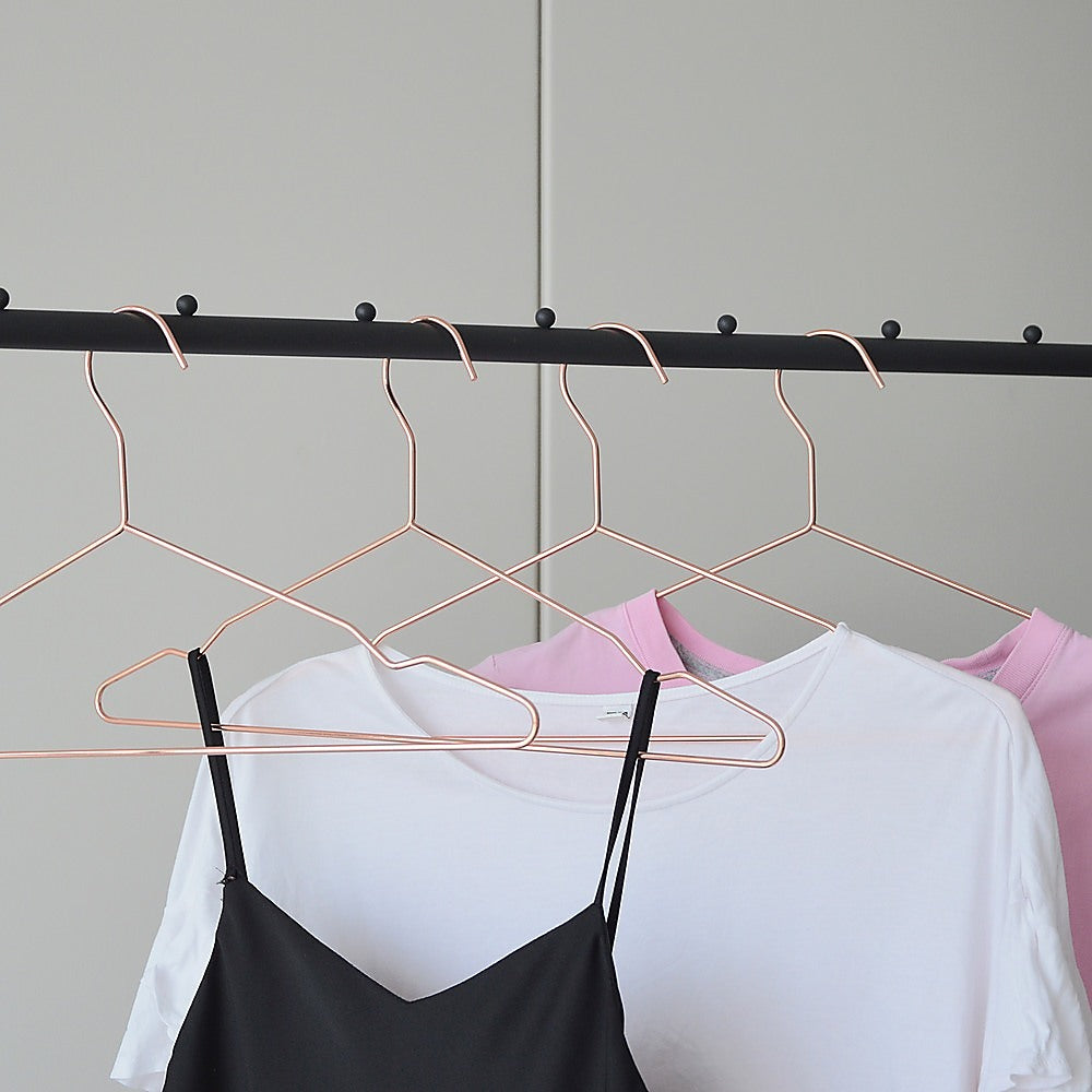 Adult 16.5" Rose Gold Shiny Metal Wire Coat Suit Top Clothes Hangers (30pc per set) V63-836131