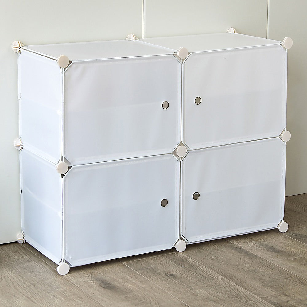 White Cube DIY Shoe Cabinet Rack Storage Portable Stackable Organiser Stand V63-836151