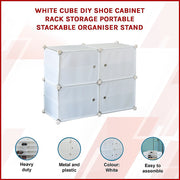 White Cube DIY Shoe Cabinet Rack Storage Portable Stackable Organiser Stand V63-836151