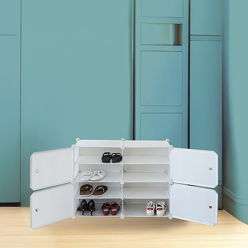 White Cube DIY Shoe Cabinet Rack Storage Portable Stackable Organiser Stand V63-836151