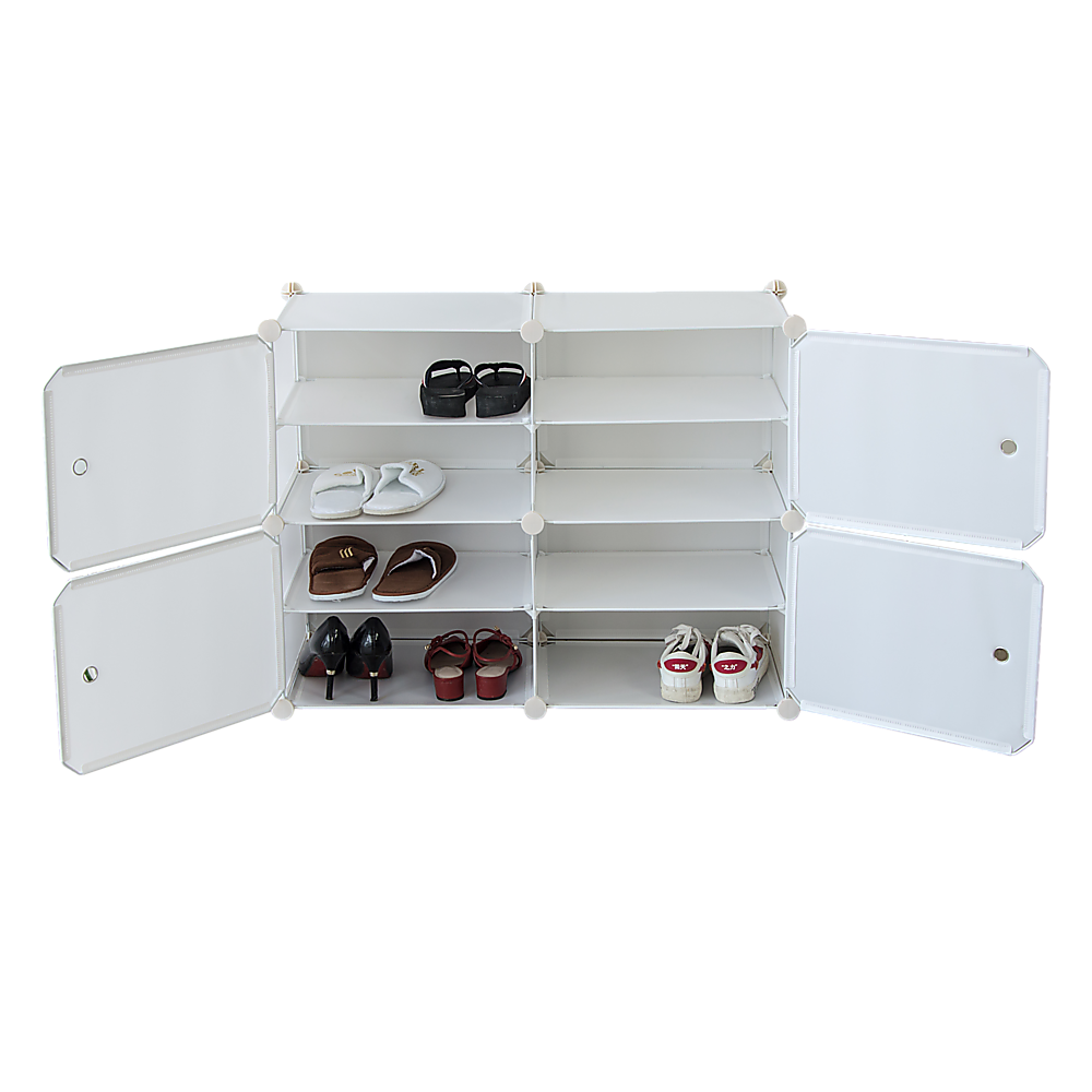 White Cube DIY Shoe Cabinet Rack Storage Portable Stackable Organiser Stand V63-836151