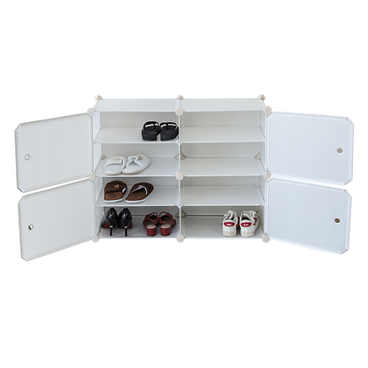 White Cube DIY Shoe Cabinet Rack Storage Portable Stackable Organiser Stand V63-836151
