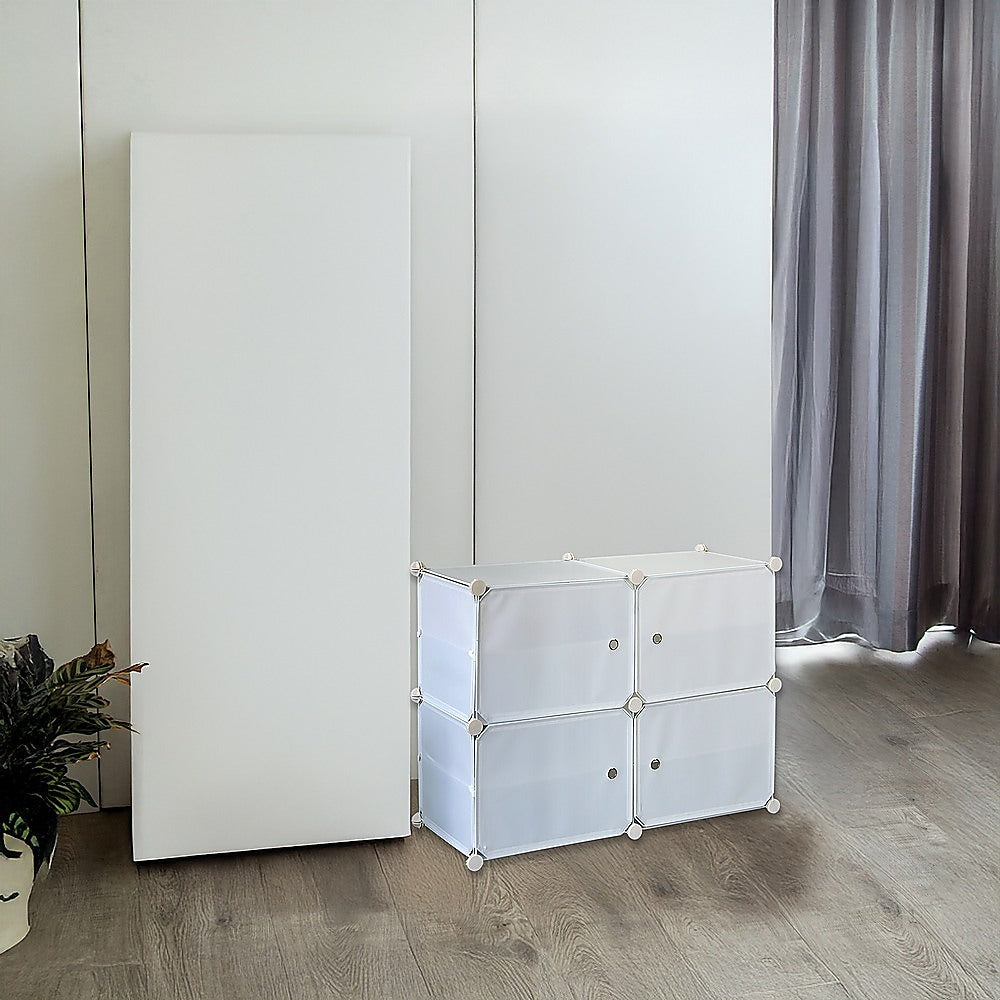 White Cube DIY Shoe Cabinet Rack Storage Portable Stackable Organiser Stand V63-836151