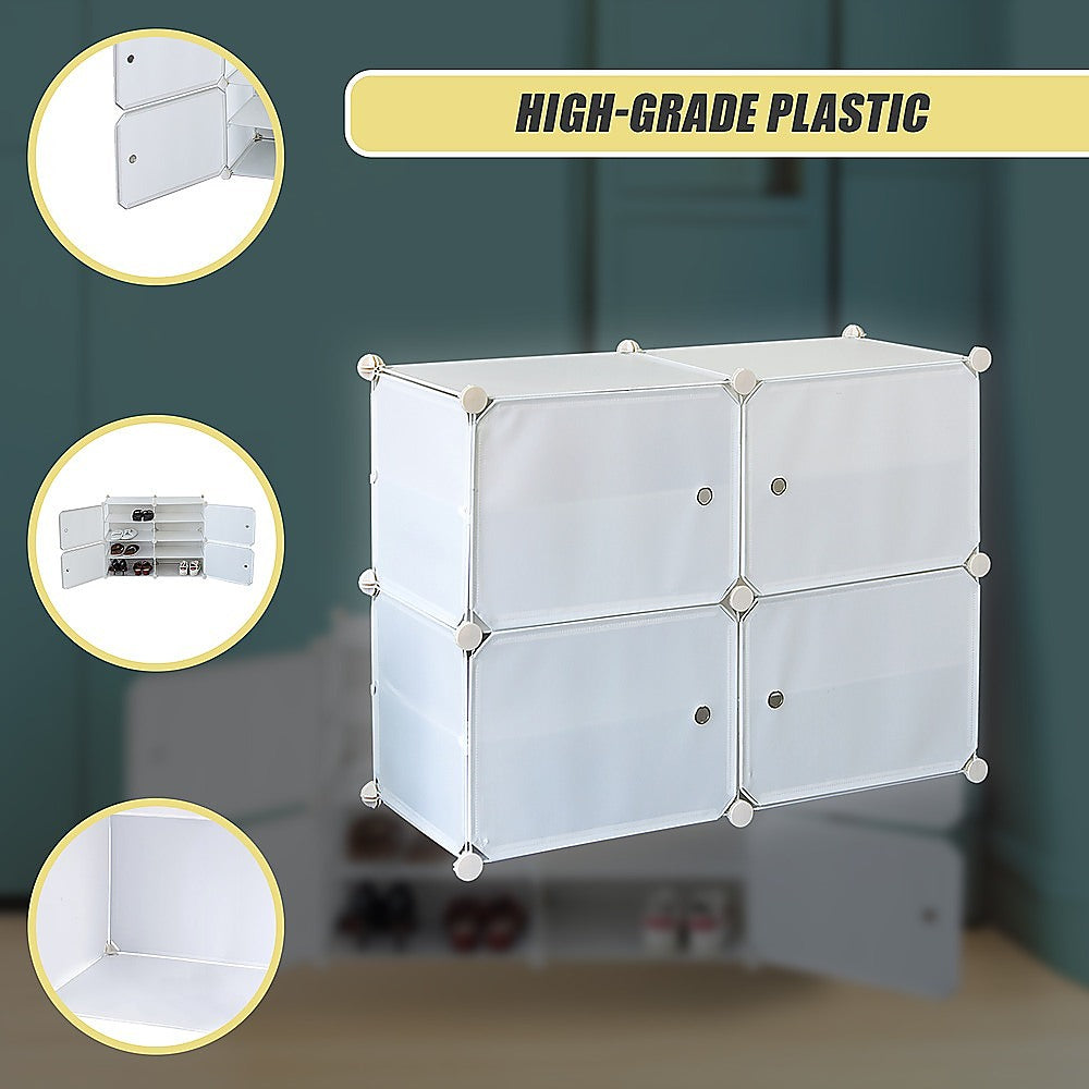 White Cube DIY Shoe Cabinet Rack Storage Portable Stackable Organiser Stand V63-836151