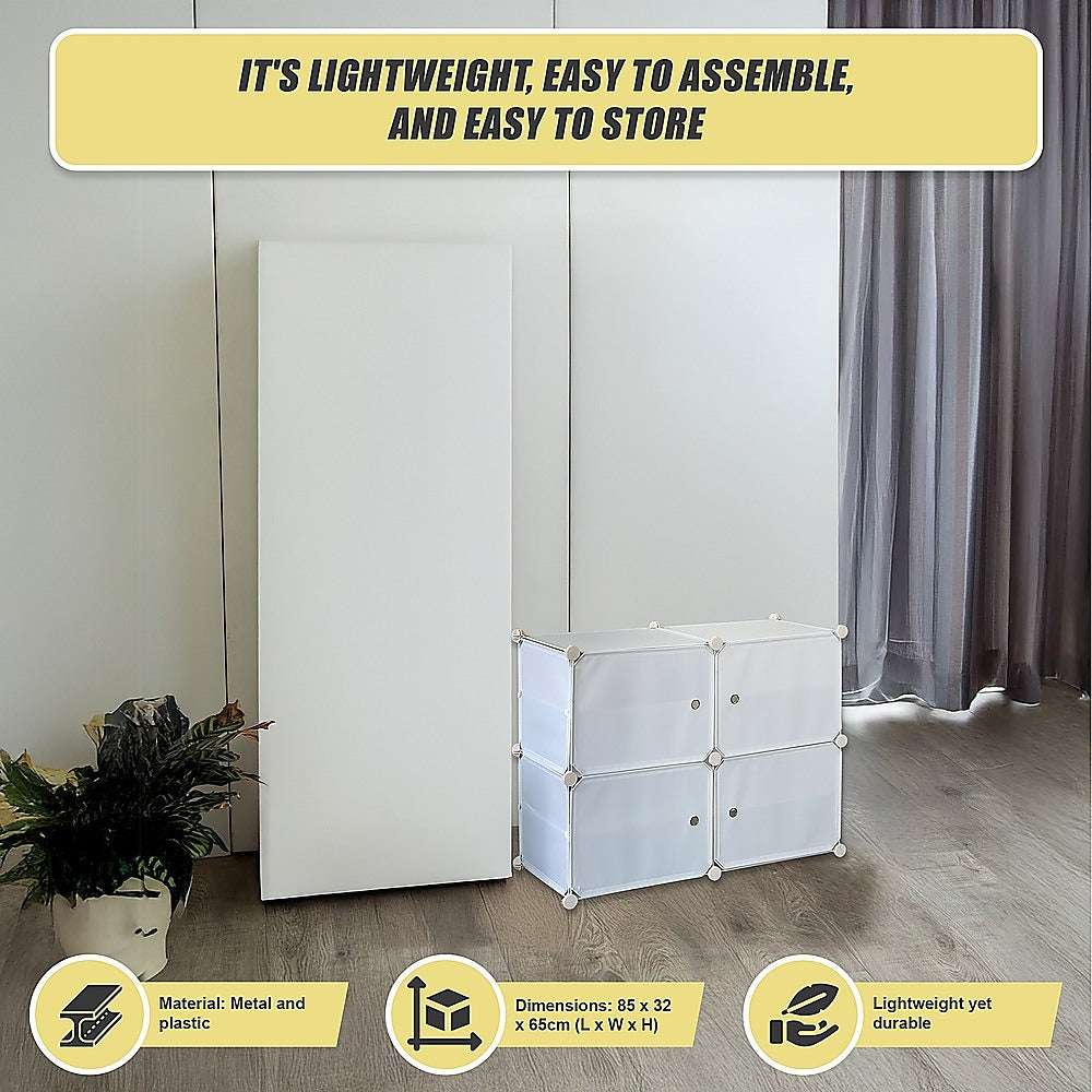 White Cube DIY Shoe Cabinet Rack Storage Portable Stackable Organiser Stand V63-836151