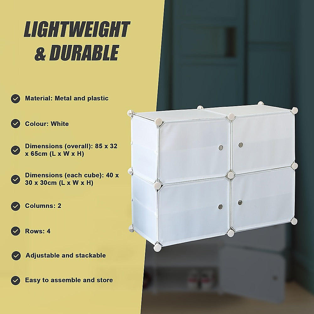 White Cube DIY Shoe Cabinet Rack Storage Portable Stackable Organiser Stand V63-836151