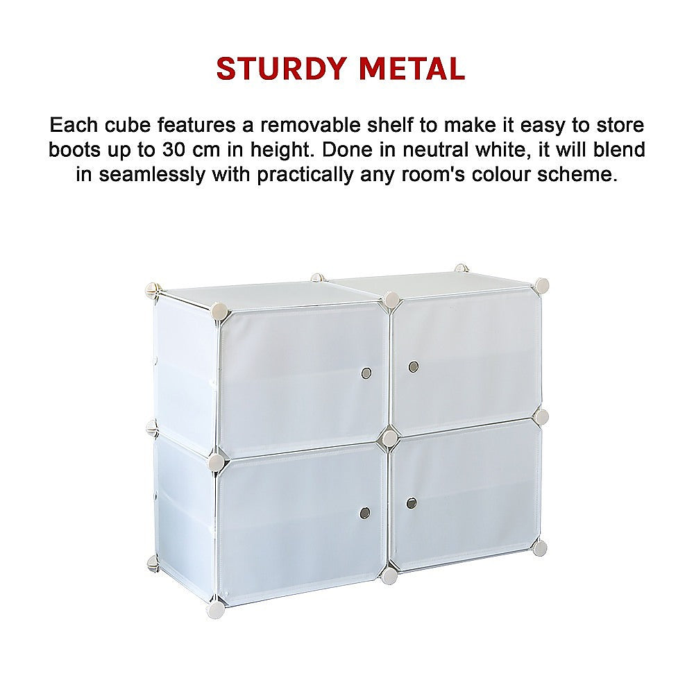 White Cube DIY Shoe Cabinet Rack Storage Portable Stackable Organiser Stand V63-836151