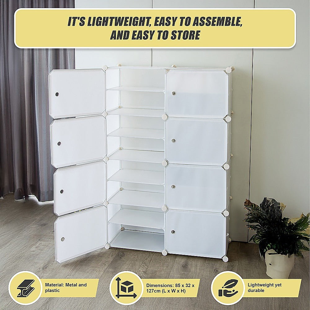 White Cube DIY Shoe Cabinet Rack Storage Portable Stackable Organiser Stand V63-836161