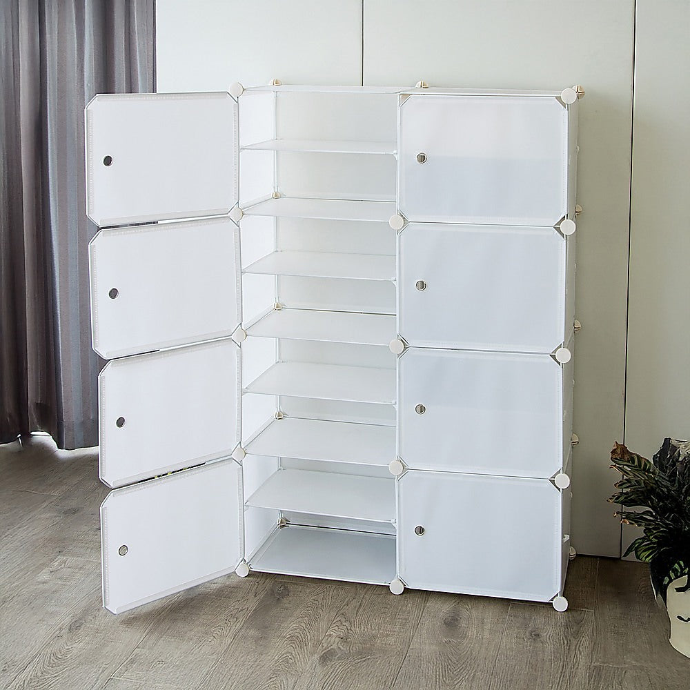 White Cube DIY Shoe Cabinet Rack Storage Portable Stackable Organiser Stand V63-836161