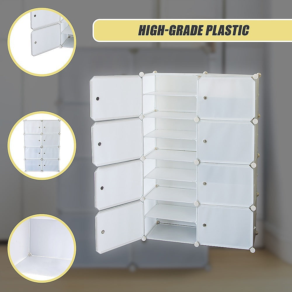 White Cube DIY Shoe Cabinet Rack Storage Portable Stackable Organiser Stand V63-836161