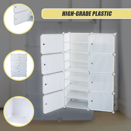 White Cube DIY Shoe Cabinet Rack Storage Portable Stackable Organiser Stand V63-836161