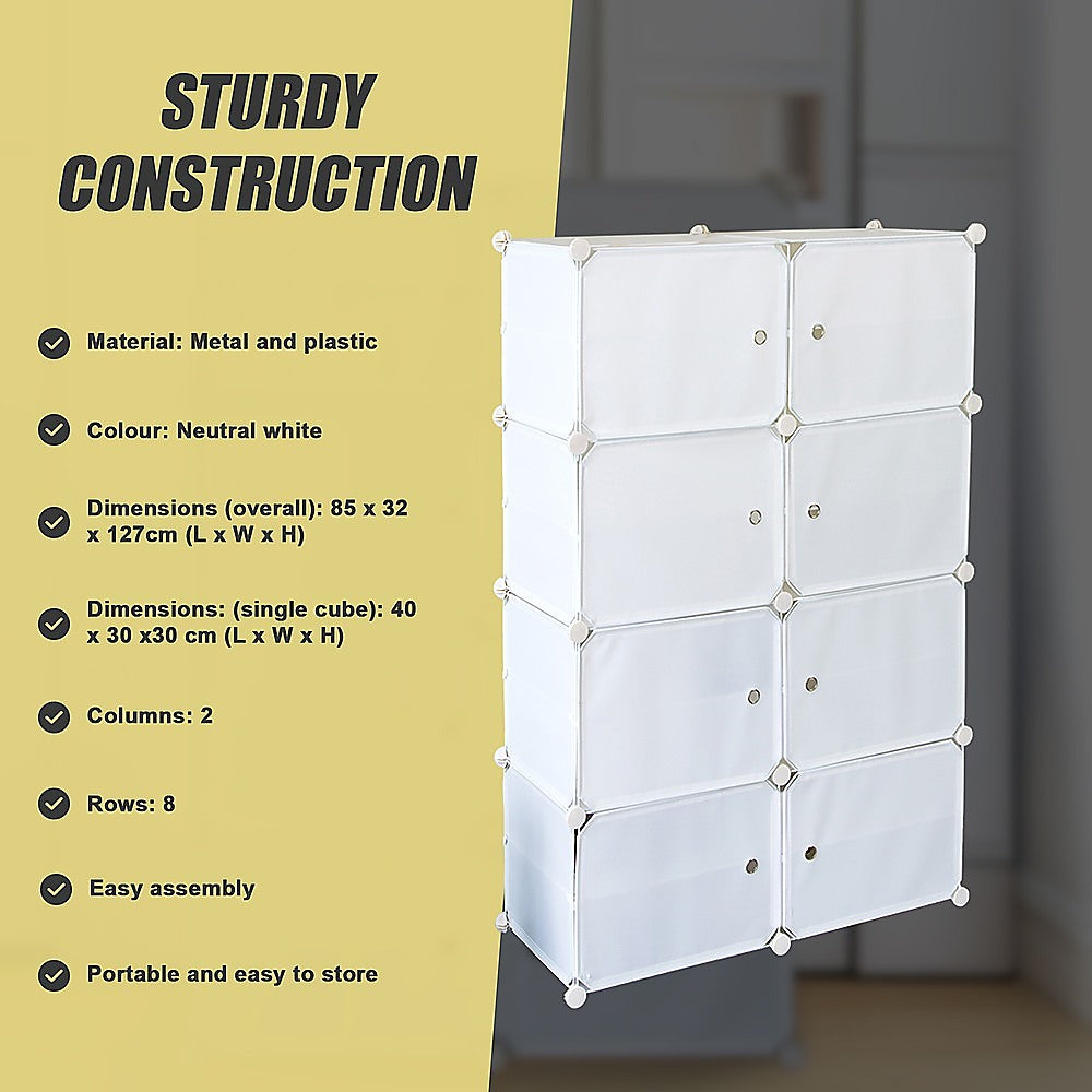White Cube DIY Shoe Cabinet Rack Storage Portable Stackable Organiser Stand V63-836161