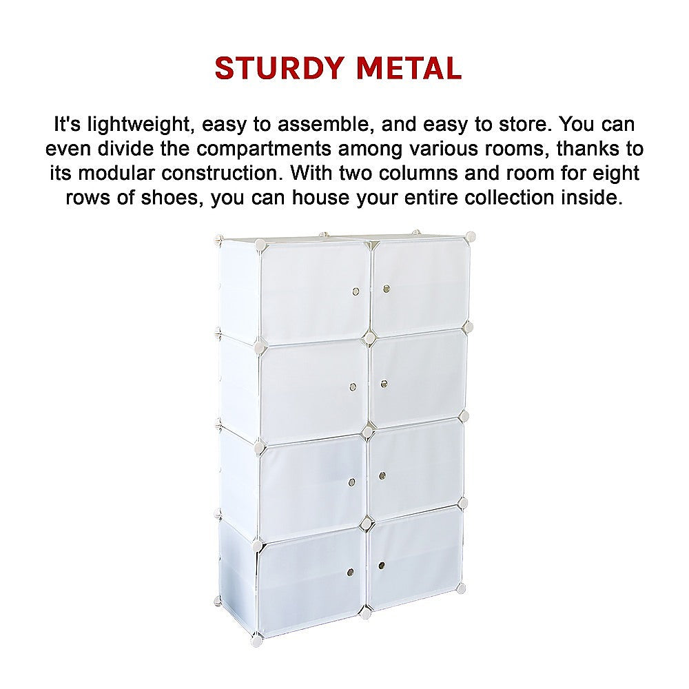 White Cube DIY Shoe Cabinet Rack Storage Portable Stackable Organiser Stand V63-836161