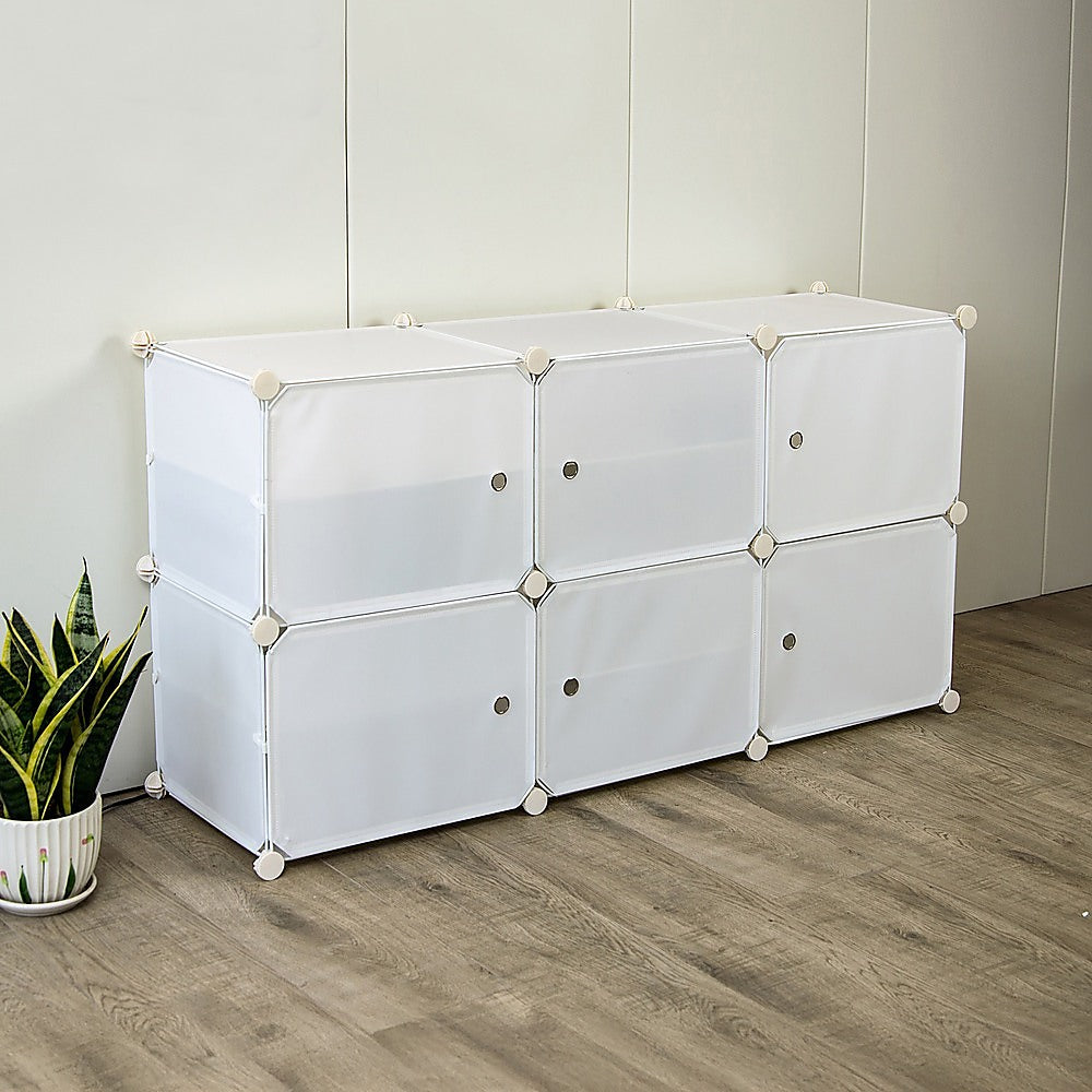 White Cube DIY Shoe Cabinet Rack Storage Portable Stackable Organiser Stand V63-836171