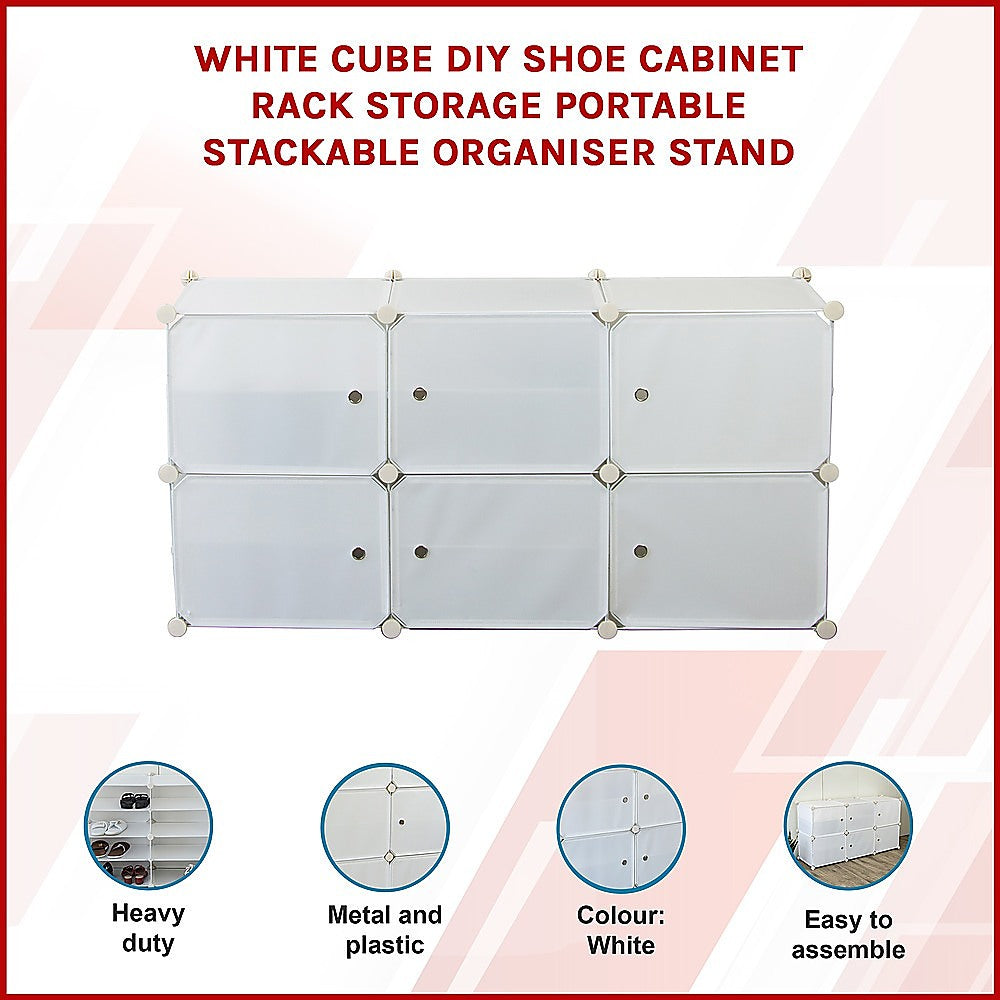 White Cube DIY Shoe Cabinet Rack Storage Portable Stackable Organiser Stand V63-836171