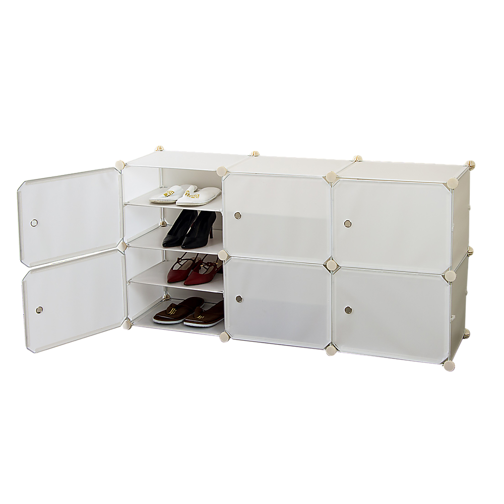 White Cube DIY Shoe Cabinet Rack Storage Portable Stackable Organiser Stand V63-836171