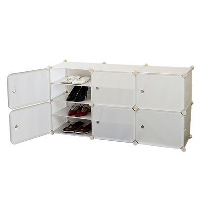 White Cube DIY Shoe Cabinet Rack Storage Portable Stackable Organiser Stand V63-836171