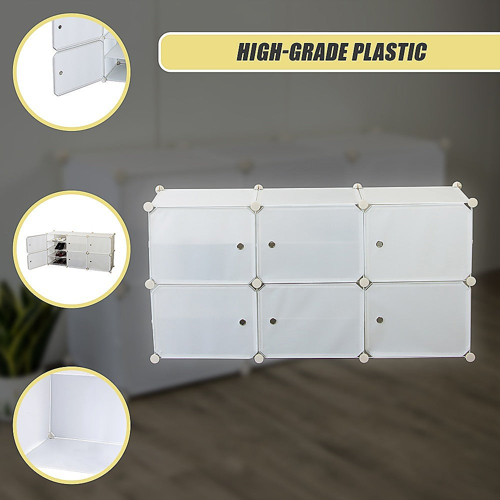 White Cube DIY Shoe Cabinet Rack Storage Portable Stackable Organiser Stand V63-836171