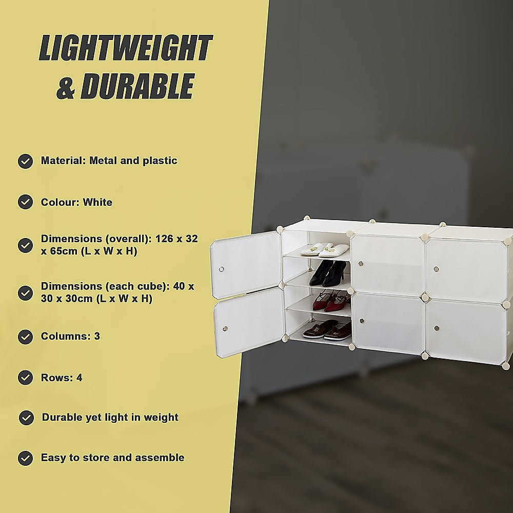White Cube DIY Shoe Cabinet Rack Storage Portable Stackable Organiser Stand V63-836171