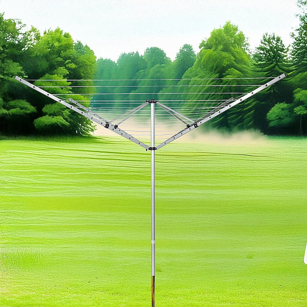 4 Arm Rotary Airer Outdoor Washing Line Clothes Dryer 50m Length V63-836191