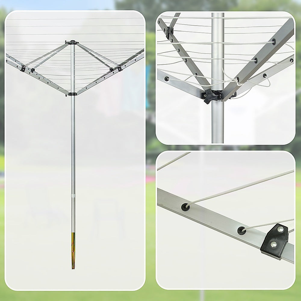 4 Arm Rotary Airer Outdoor Washing Line Clothes Dryer 50m Length V63-836191