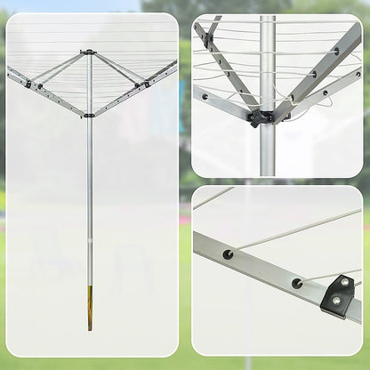 4 Arm Rotary Airer Outdoor Washing Line Clothes Dryer 50m Length V63-836191