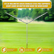 4 Arm Rotary Airer Outdoor Washing Line Clothes Dryer 50m Length V63-836191